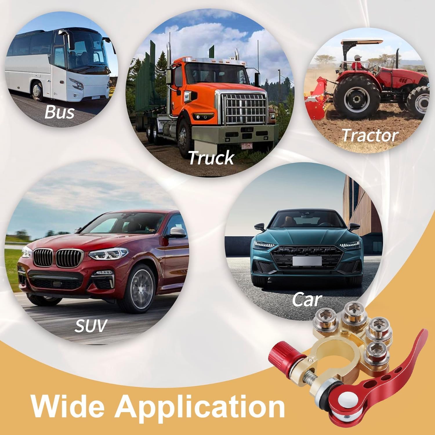 Conector para el terminal de la batería del coche SINGARO, conecta el terminal a un terminal positivo y negativo de carga rápida de 4 vidas, se aplica al tipo de terminal SAE/JIS A, es compatible con coches, camiones y otros (Gold-A) - Imagen 5