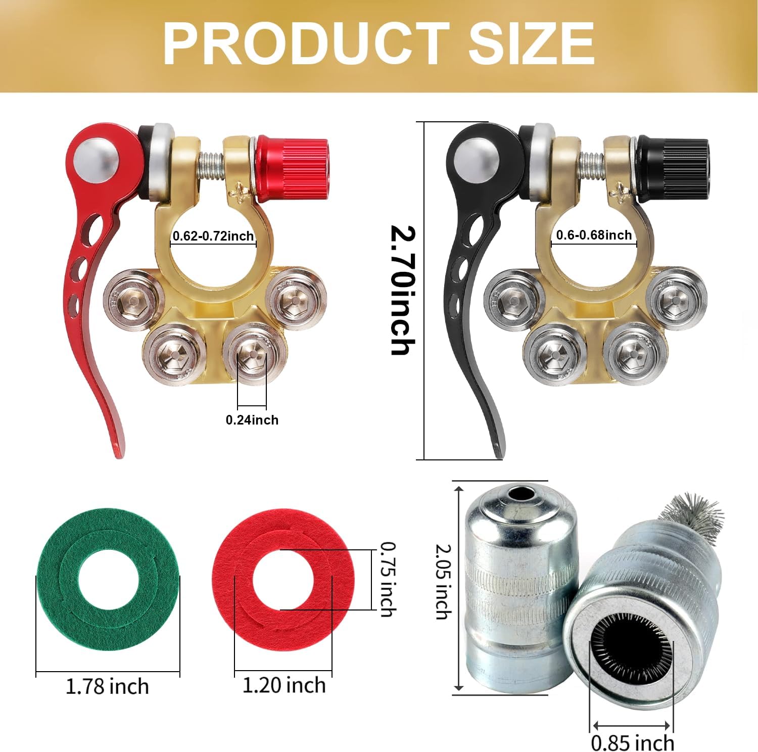 Conector para el terminal de la batería del coche SINGARO, conecta el terminal a un terminal positivo y negativo de carga rápida de 4 vidas, se aplica al tipo de terminal SAE/JIS A, es compatible con coches, camiones y otros (Gold-A) - Imagen 4