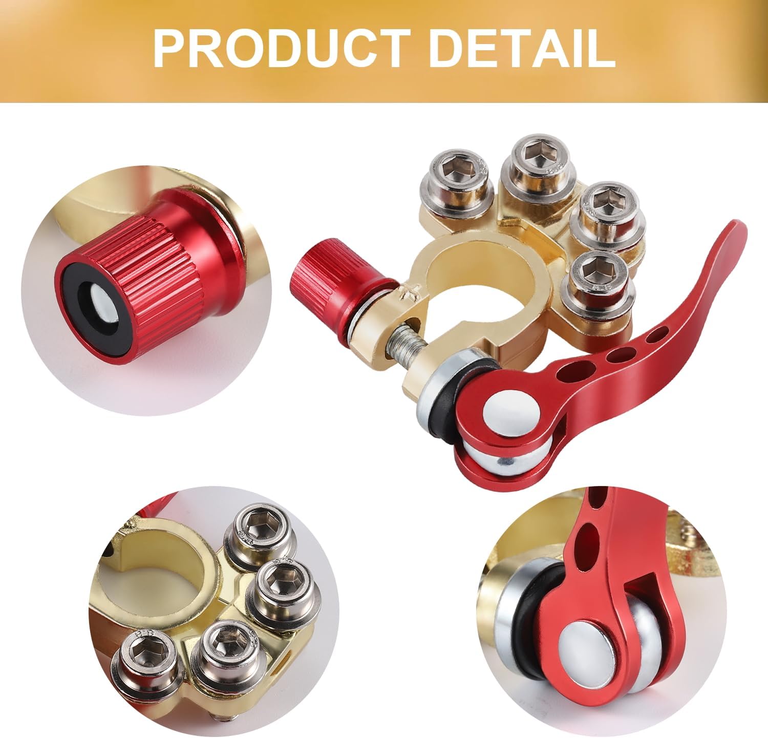 Conector para el terminal de la batería del coche SINGARO, conecta el terminal a un terminal positivo y negativo de carga rápida de 4 vidas, se aplica al tipo de terminal SAE/JIS A, es compatible con coches, camiones y otros (Gold-A) - Imagen 3