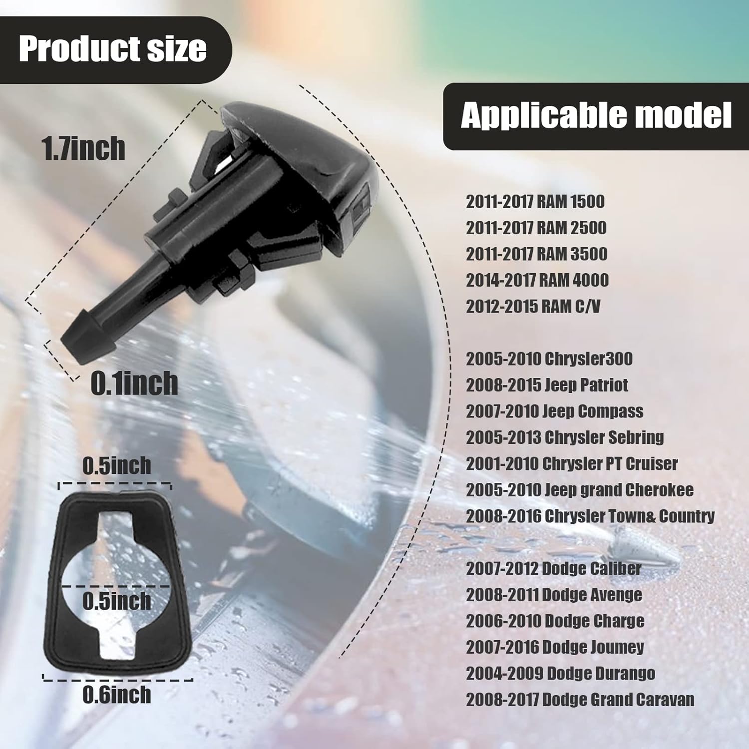 Kit tubo flessibile lavavetri, tubo flessibile lavavetri da 5 m + 12 connettori per tubi + 2 ugelli a ventaglio + 2 guarnizioni in gomma, collega la pompa dell'acqua e gli ugelli dell'auto, adatto alla maggior parte dei tubi lavavetri per auto - Imagen 4