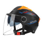 Medio casco de motocicleta con doble lente